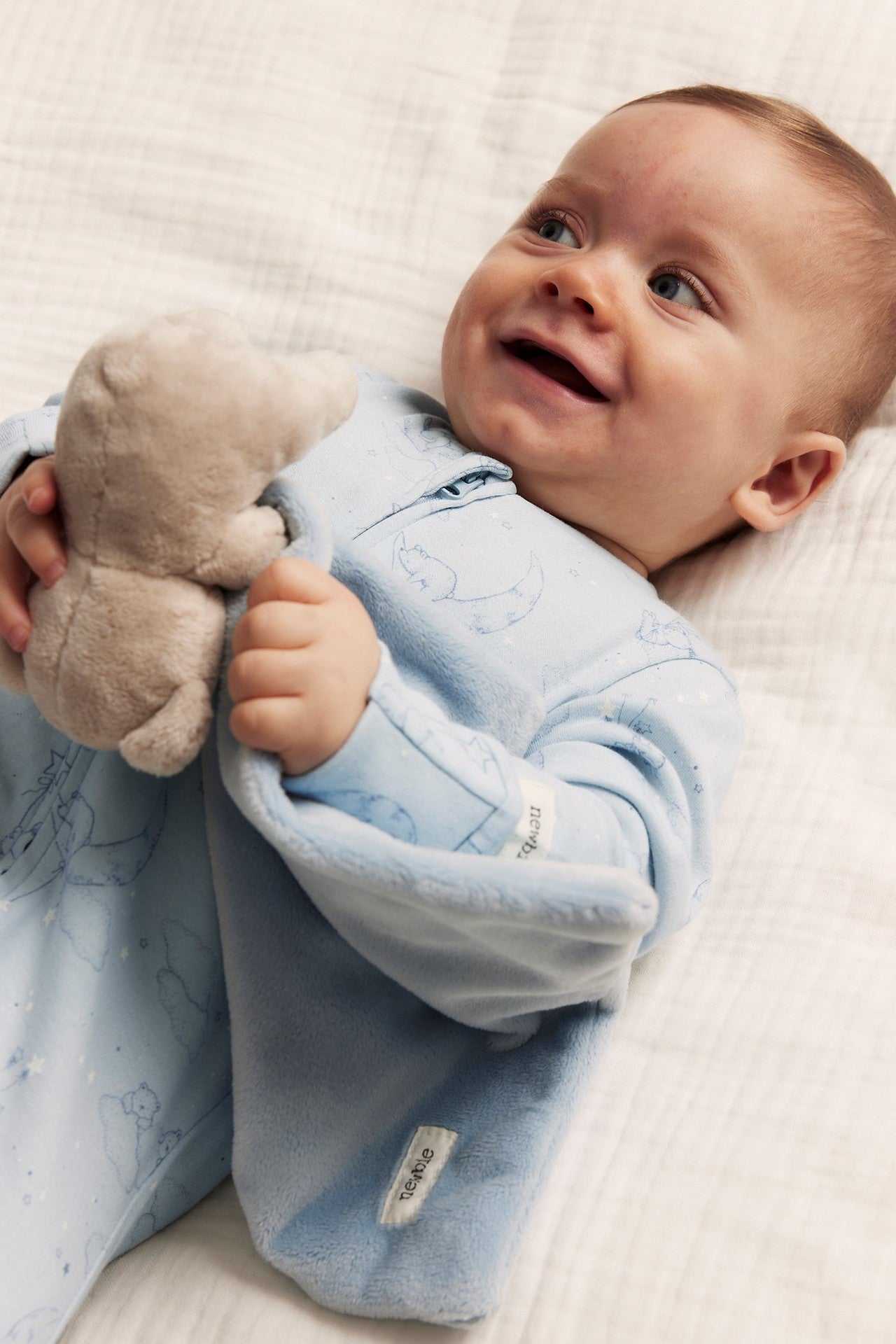 Baby blue animal 2-way zip sleepsuit