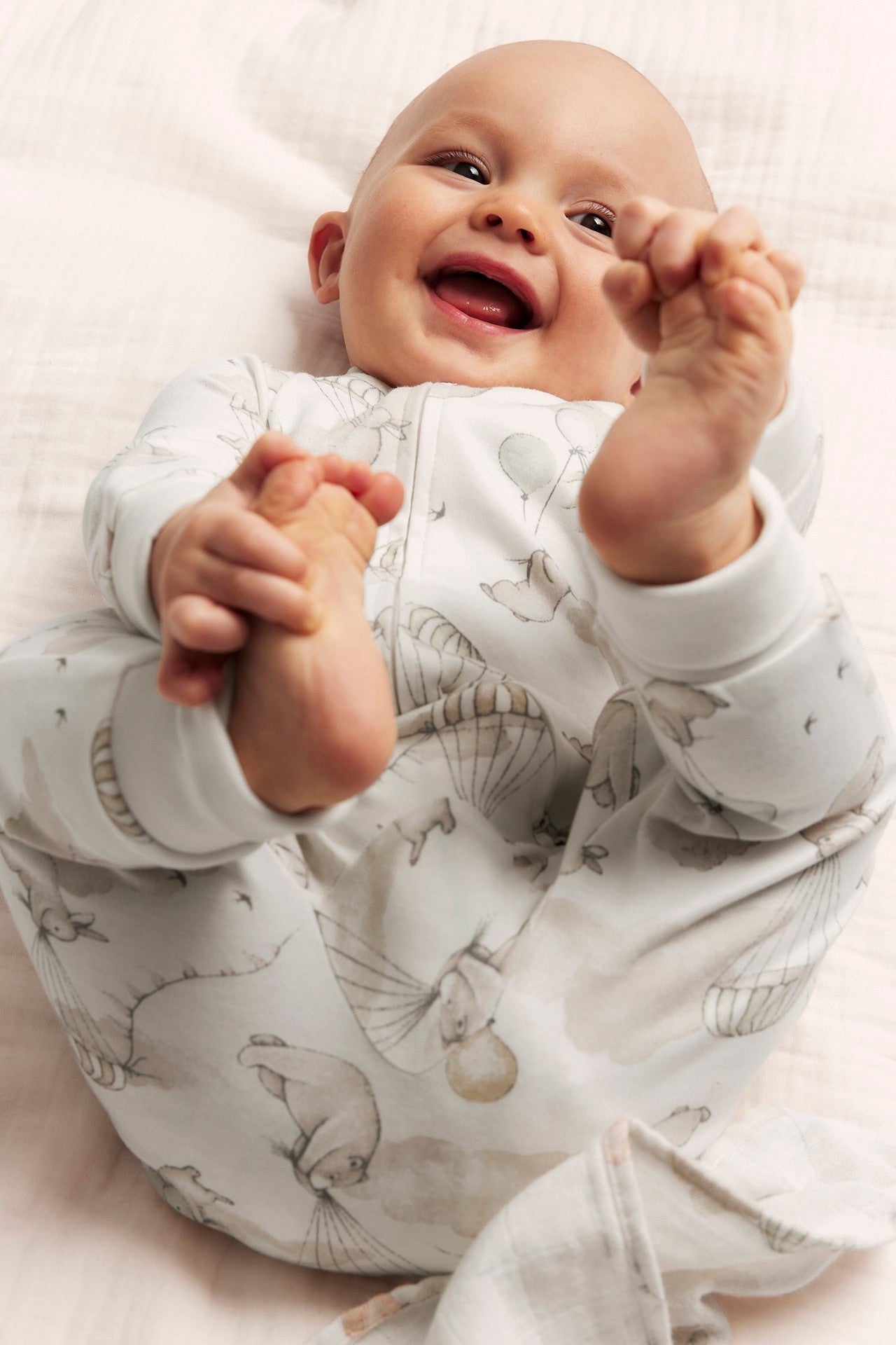 Baby bunny & bear balloon sleepsuit