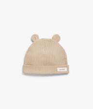 Newborn beige ribbed hat
