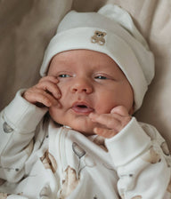 Baby white teddy bear hat