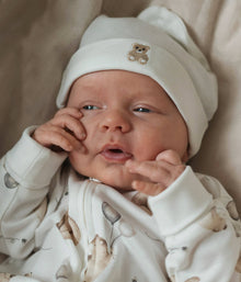 Baby white teddy bear hat