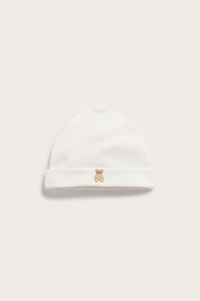 Baby white teddy bear hat