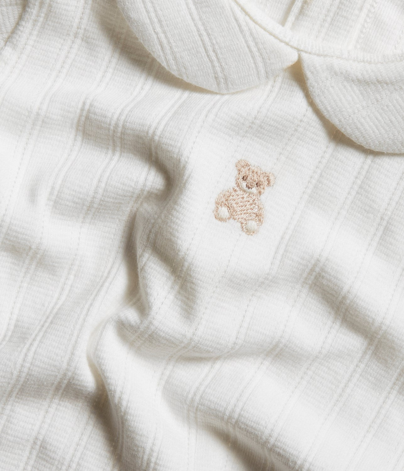 Baby white collar teddy embroidery bodysuit