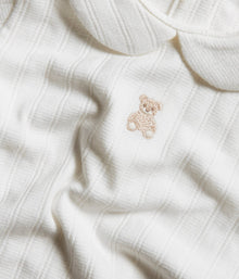Baby white collar teddy embroidery bodysuit