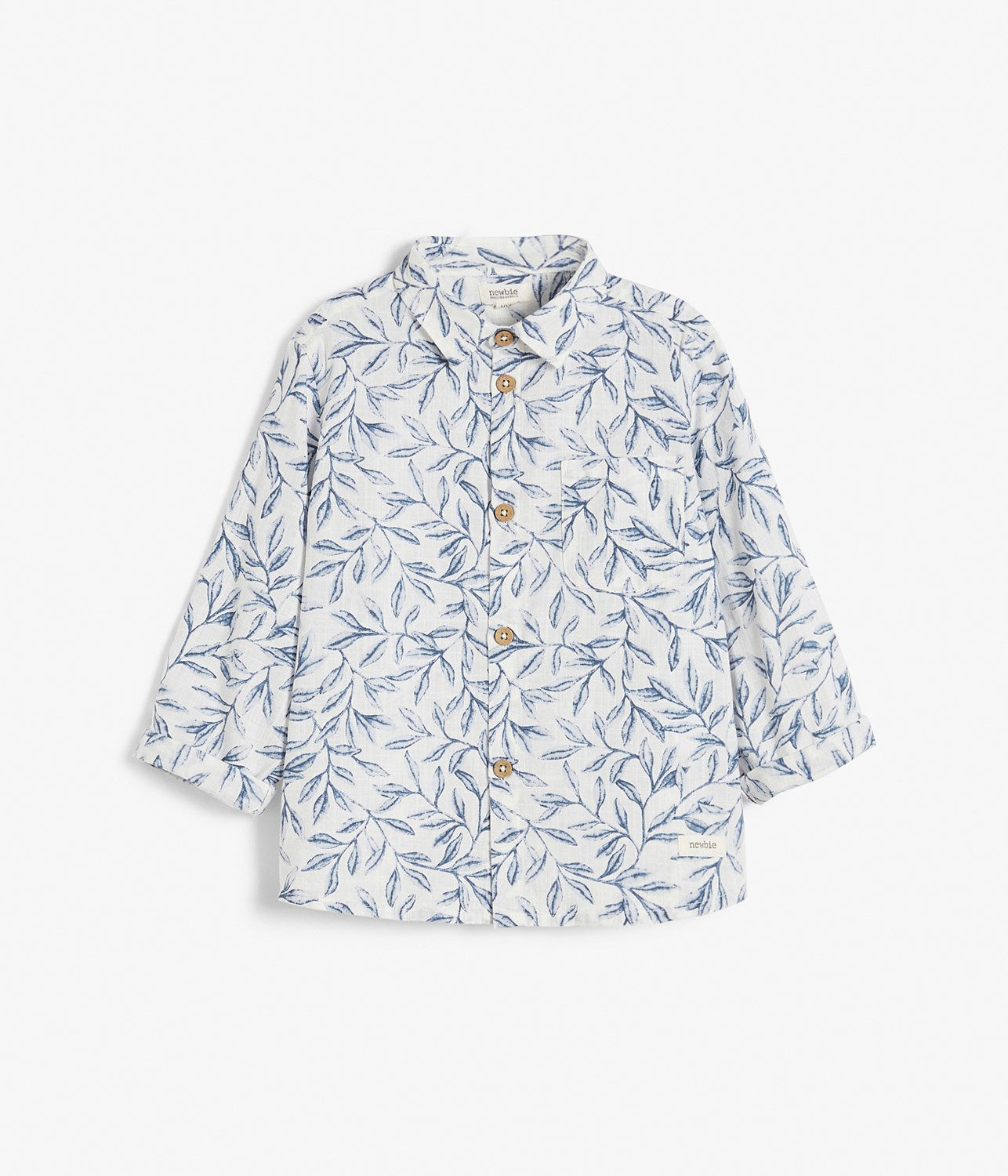 Baby & kids white blue-leafs shirt