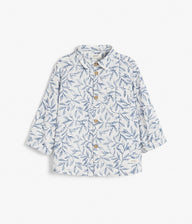 Baby & kids white blue-leafs shirt