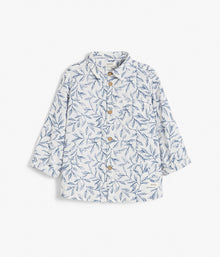 Baby & kids white blue-leafs shirt