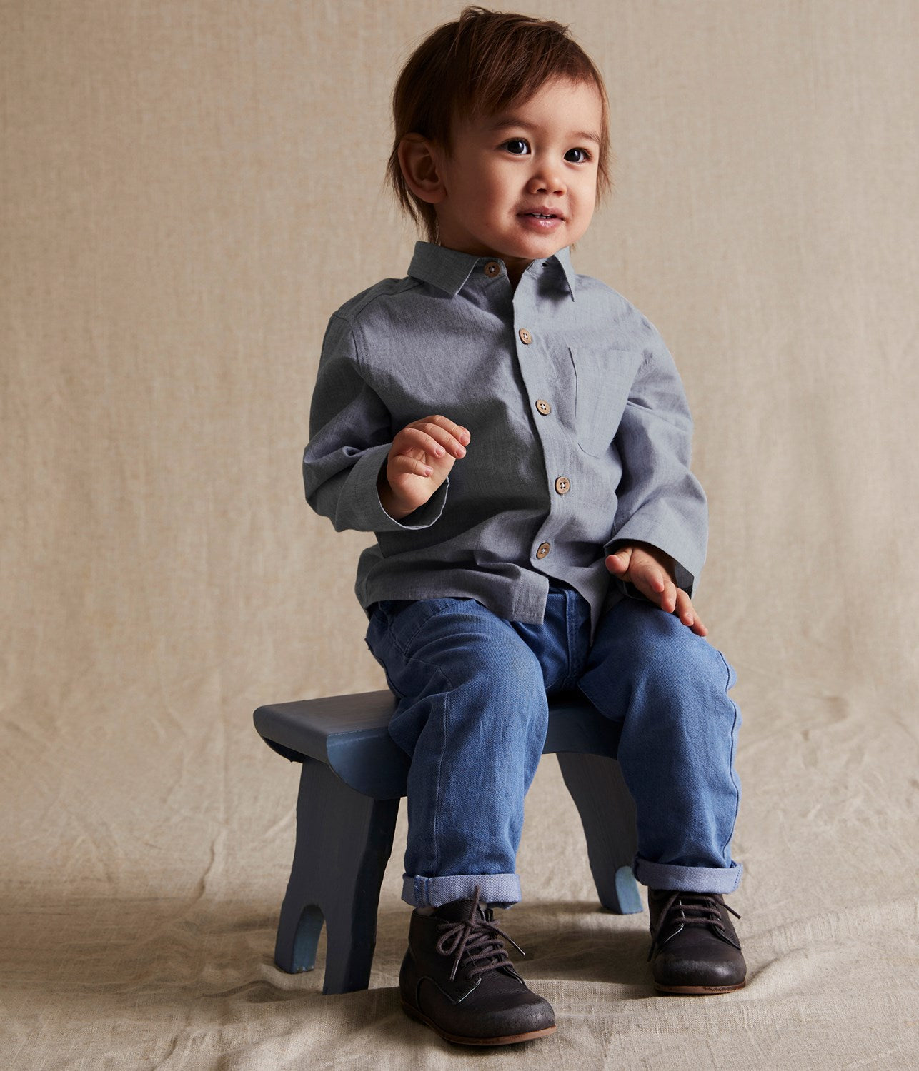 Baby & kids blue cotton shirt