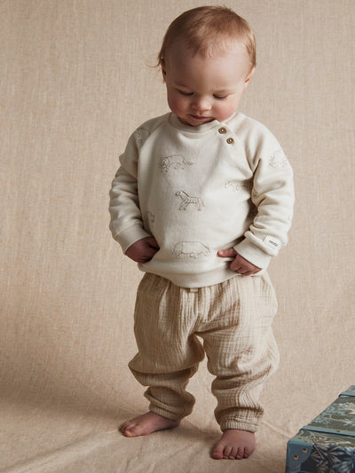 Baby beige woven muslin trousers – Newbie