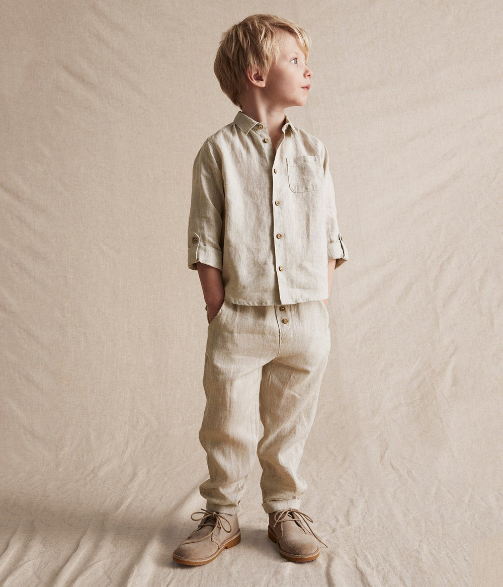 Dark green striped trousers with a vanilla background | Boy | Sergent Major