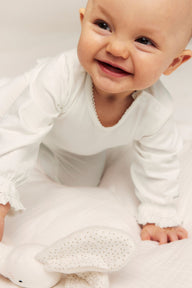 Baby white lace-cuff bodysuit