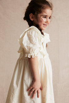 Kids white woven embroidery dress