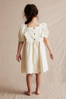 Kids white woven embroidery dress