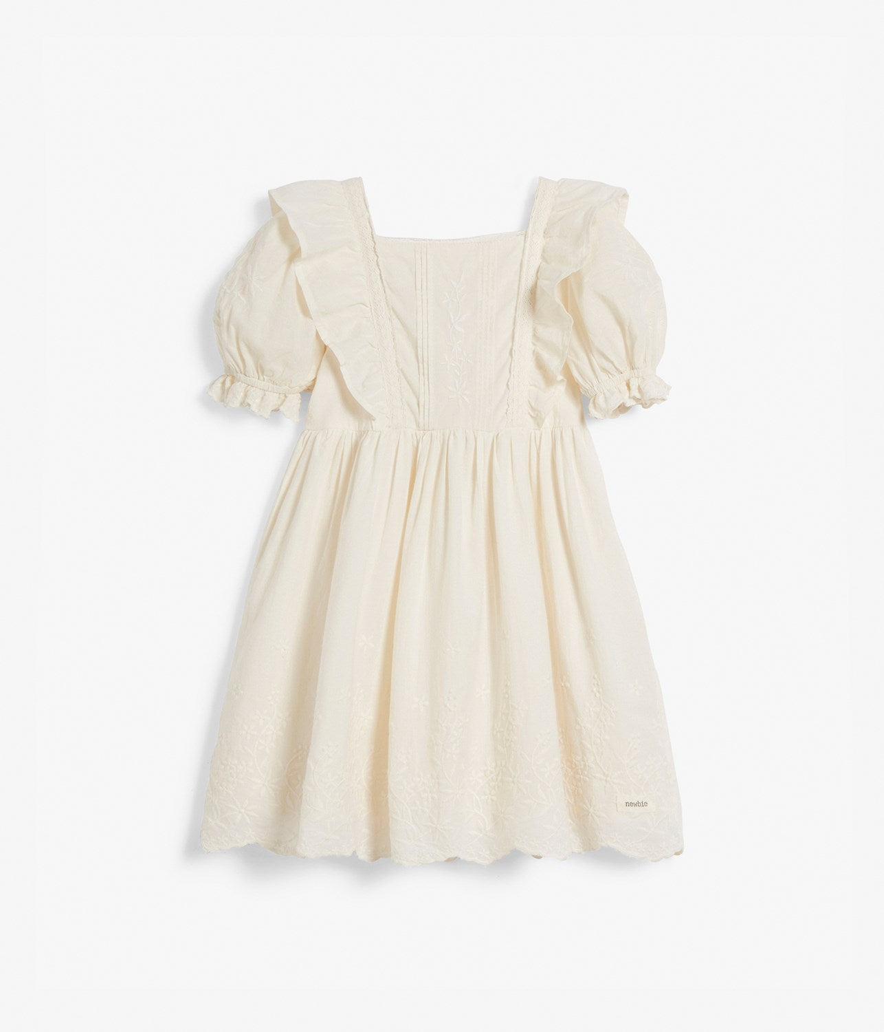 Kids white woven embroidery dress