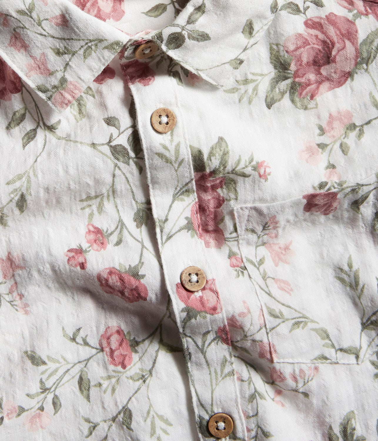 Kids white floral short-sleeved shirt