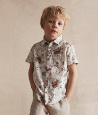 Kids white floral short-sleeved shirt