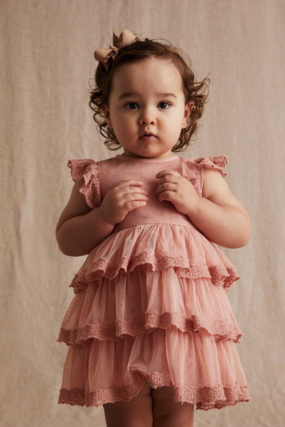 Baby peach pink mesh dress