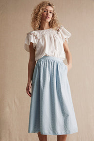 Womens light blue broderie anglaise skirt