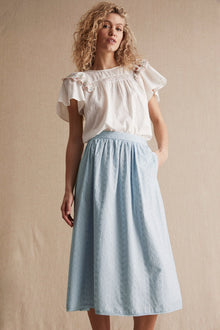 Womens light blue broderie anglaise skirt