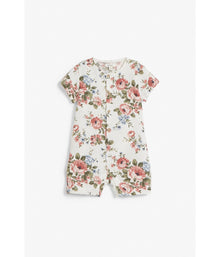 Baby white rose patterned romper