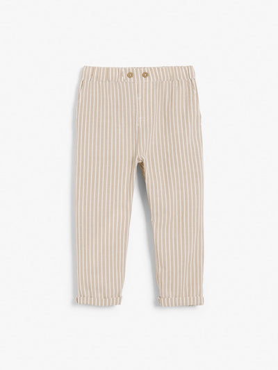 Kids beige striped woven trousers
