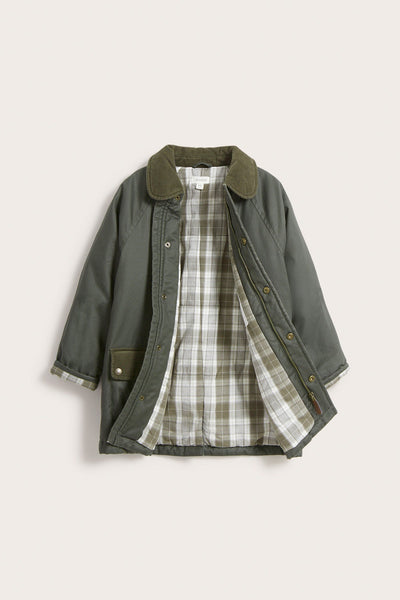 Kids green waxed jacket