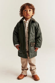 Kids green waxed jacket