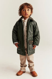 Kids green waxed jacket