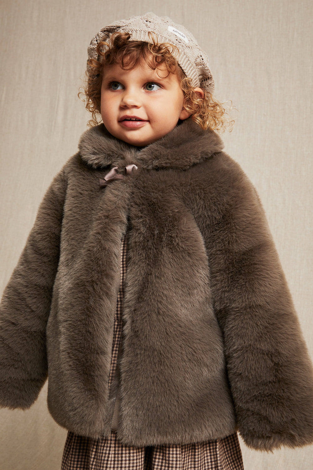 Kids brown faux fur jacket