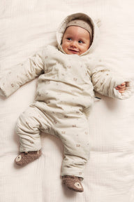 Baby beige teddy bear patterned overall