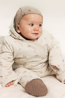 Baby beige teddy bear patterned overall