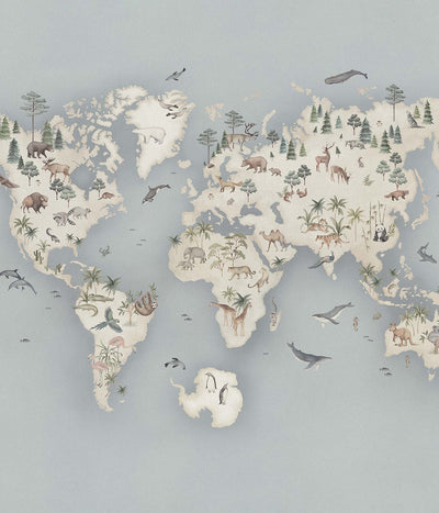 Little Explorer Mural blue wallpaper
