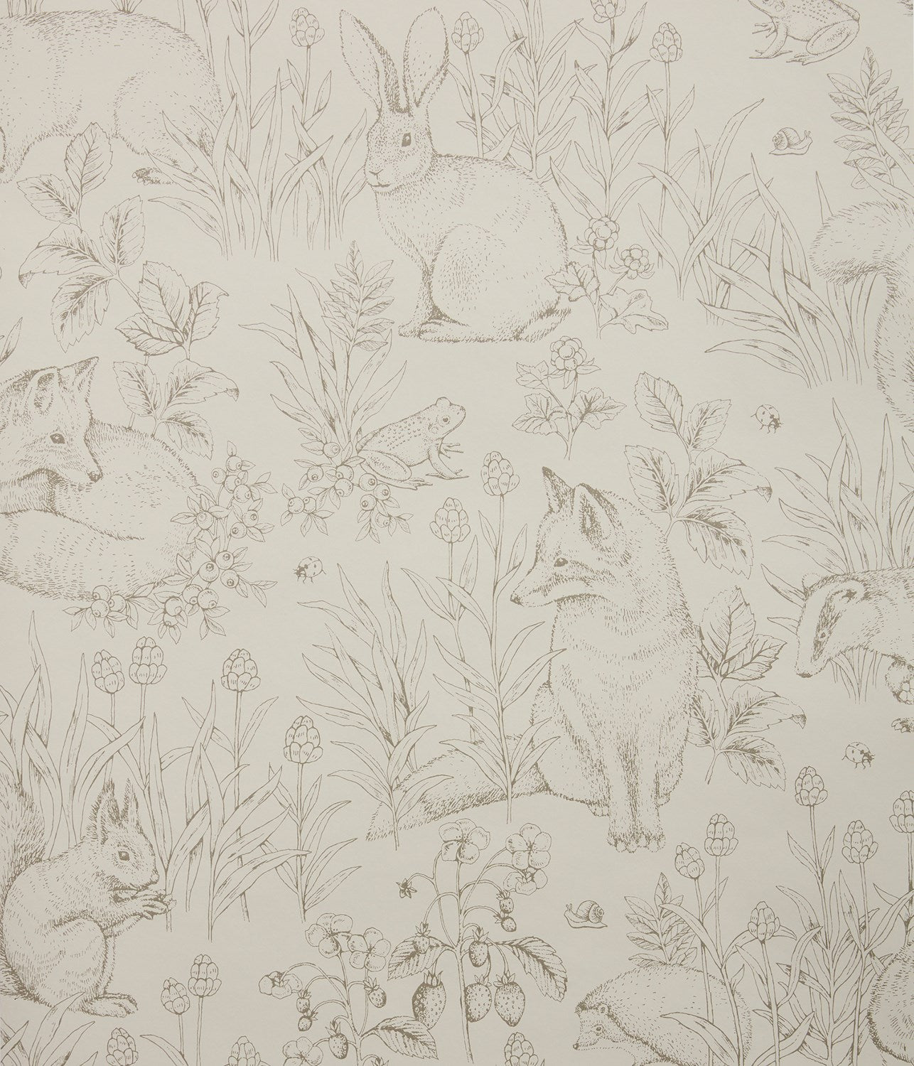 Forest Friends beige wallpaper