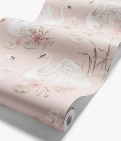Lily swan pink wallpaper