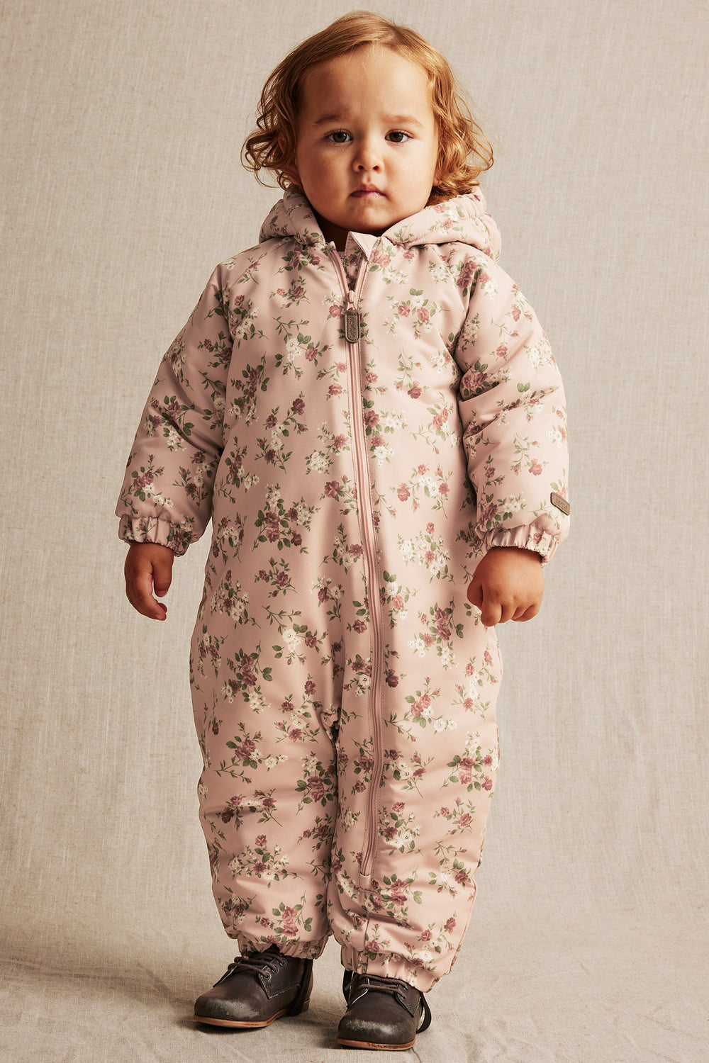 Baby pink floral pattern pramsuit