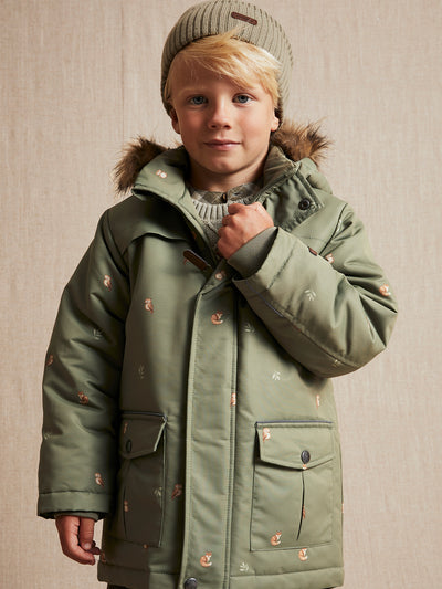 Baby kids green animal patterned jacket