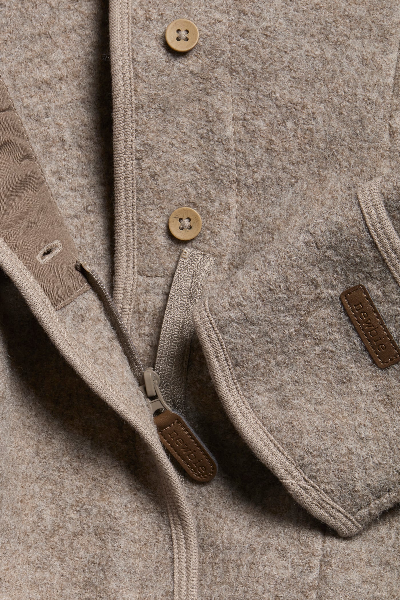 Baby brown wool coverall with hood ears