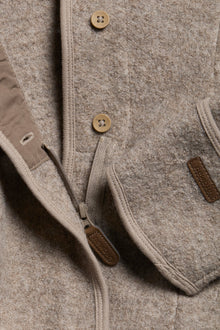 Baby brown wool coverall with hood ears