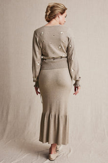 Womens beige knitted skirt