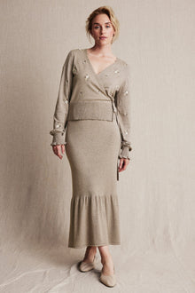 Womens beige knitted skirt