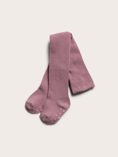 Baby dark pink ribbed cotton tights Newbie