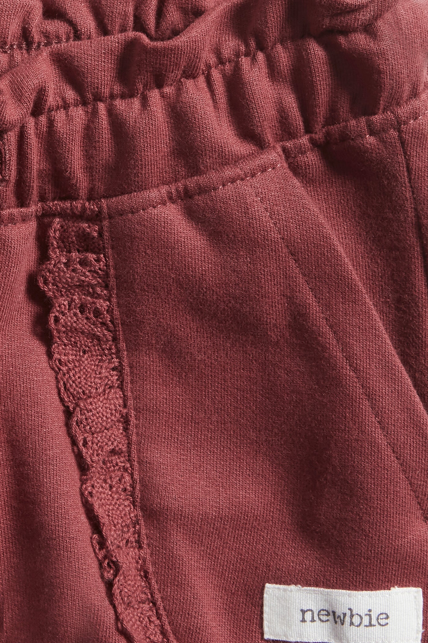 Baby red lace trim jogging trousers