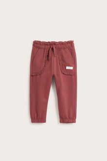 Baby red lace trim jogging trousers