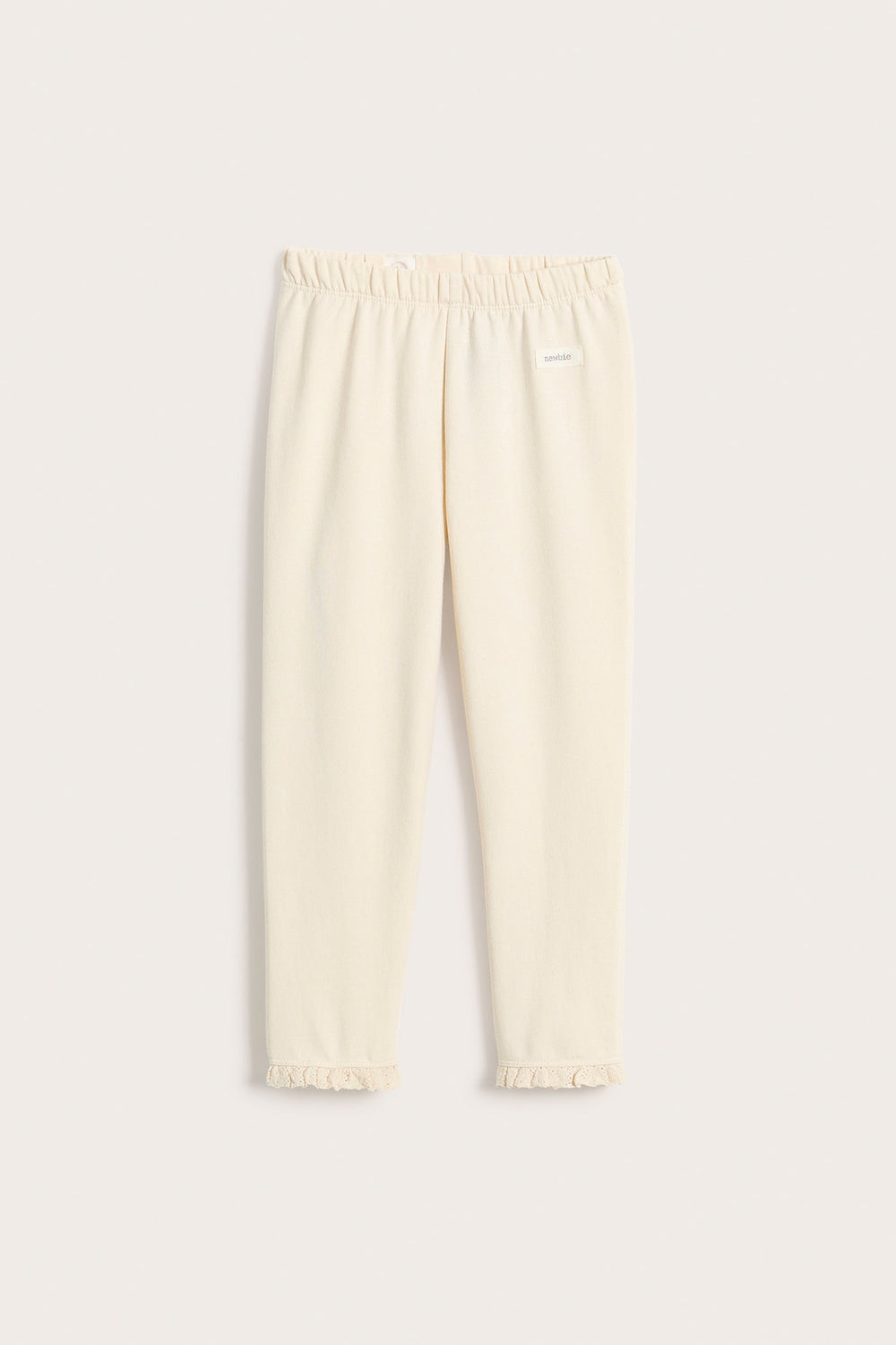Kids beige lace trim leggings