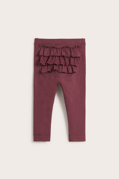 Baby burgundy leggings with ruffles
