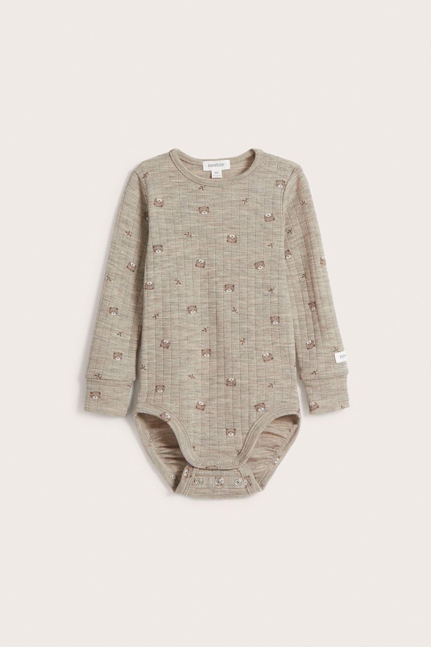 Baby beige wool teddy bear bodysuit