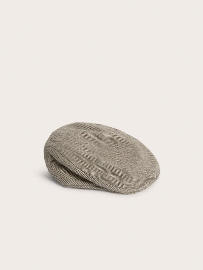 Baby kids brown herringbone flat cap