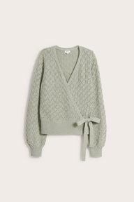 Women's green wool wrap cardigan