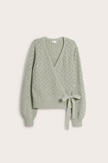 Women's green wool wrap cardigan