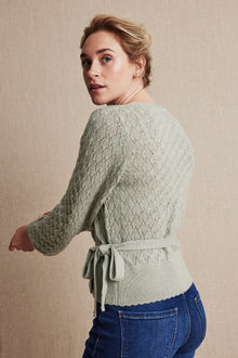 Women's green wool wrap cardigan